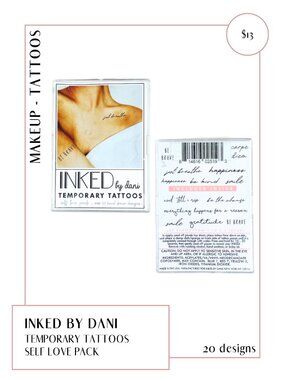 Inked by Dani Temporary Tattoos Self Love Pack